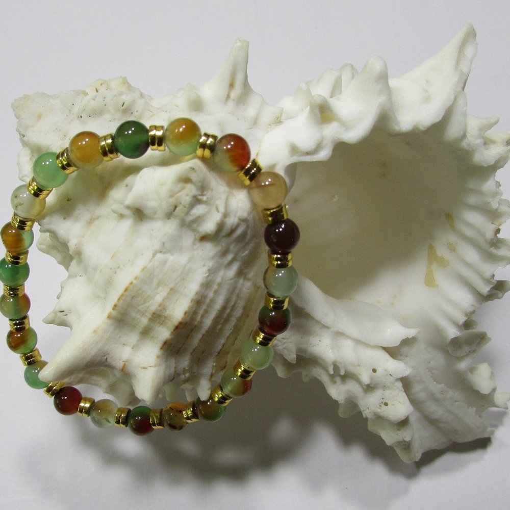 Natural Peacock Agate Gemstone Bracelet